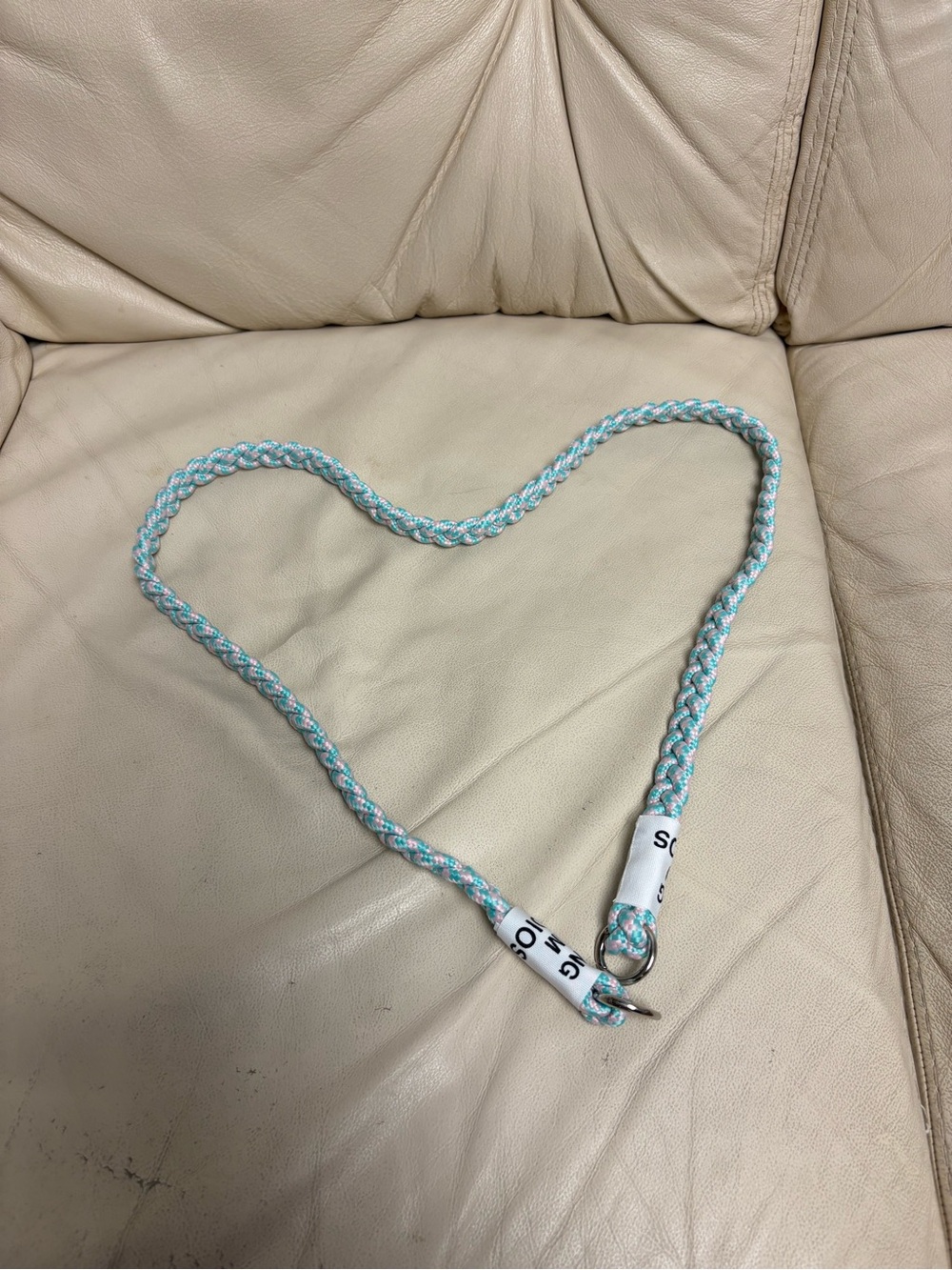 Teal Green Pink White Braided Rope Crossbody Phone Strap Lanyard
